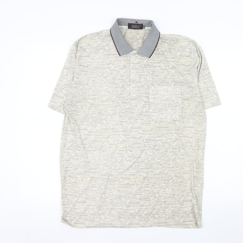 Charles Norton Men's Beige Paisley Polo Shirt Size M Short Sleeve
