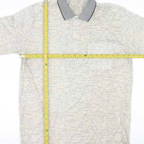 Charles Norton Men's Beige Paisley Polo Shirt Size M Short Sleeve