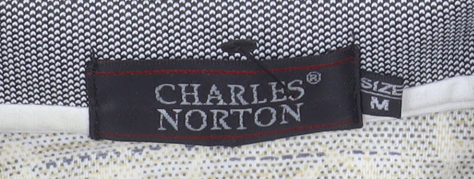 Charles Norton Men's Beige Paisley Polo Shirt Size M Short Sleeve
