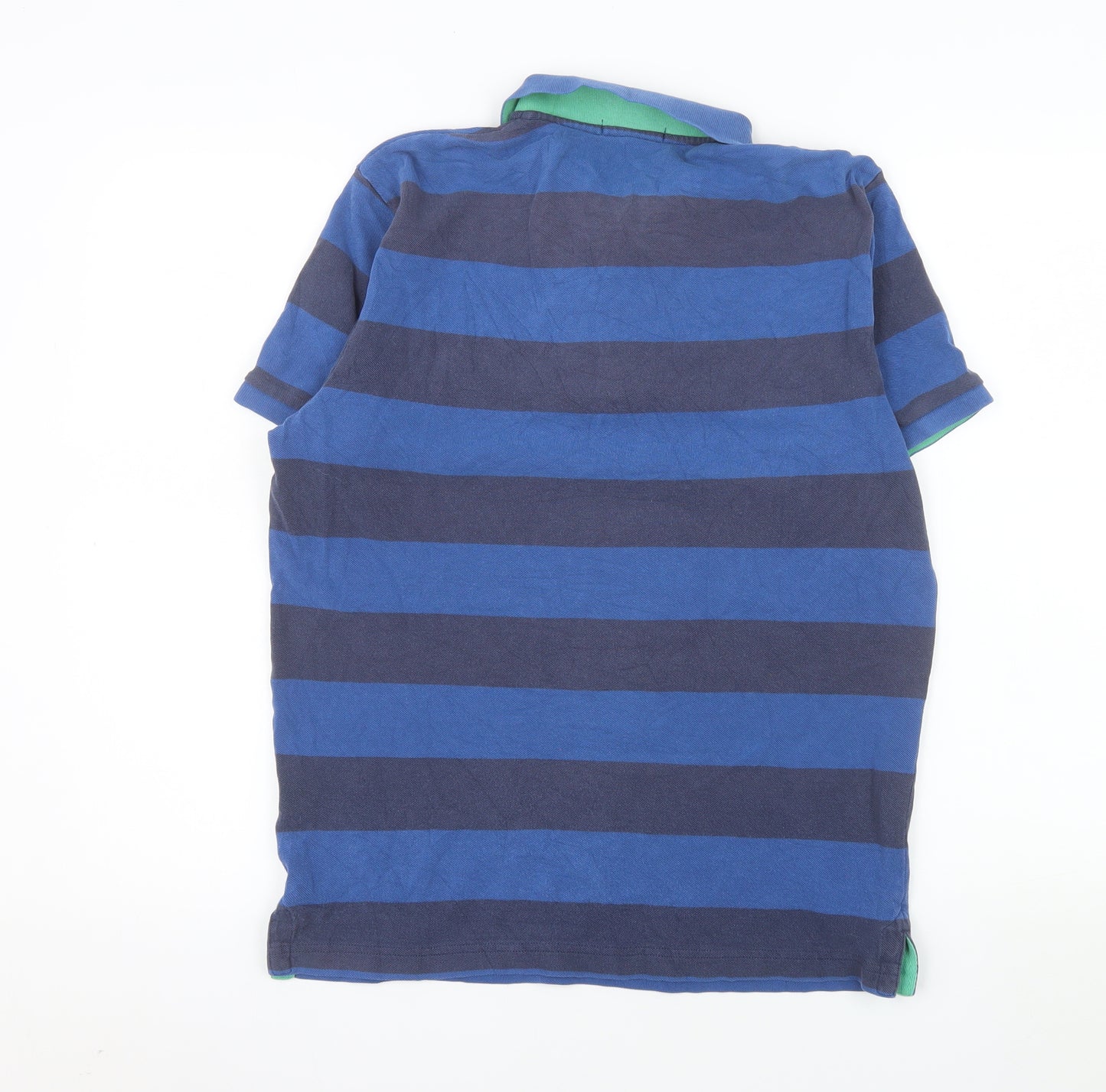GANT Men's Blue Striped Cotton Short Sleeve Polo Shirt M