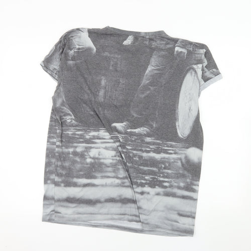 Jack Daniel's Bioworld Men's Grey Graphic Print Crew Neck T-Shirt L