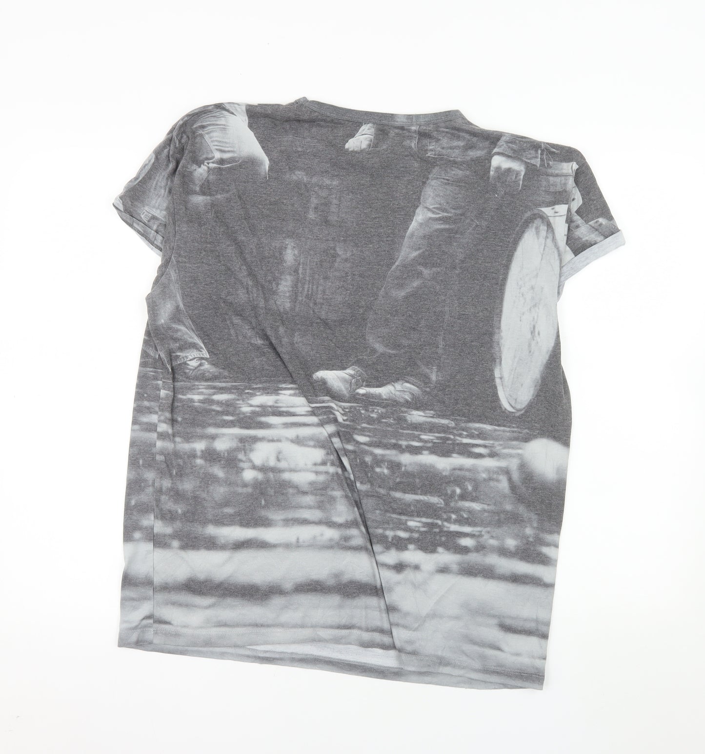 Jack Daniel's Bioworld Men's Grey Graphic Print Crew Neck T-Shirt L