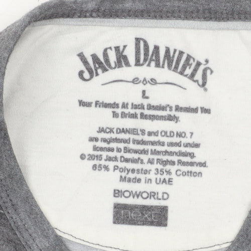 Jack Daniel's Bioworld Men's Grey Graphic Print Crew Neck T-Shirt L