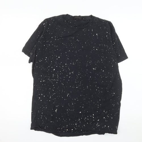 River Island Men's Black Space Print Cotton T-Shirt Size L