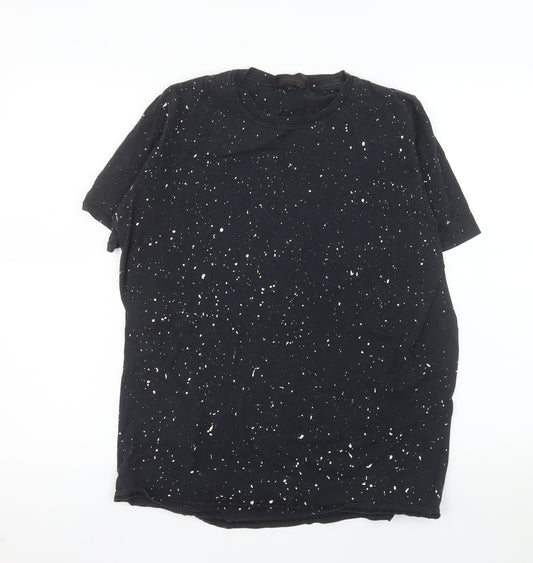 River Island Men's Black Space Print Cotton T-Shirt Size L