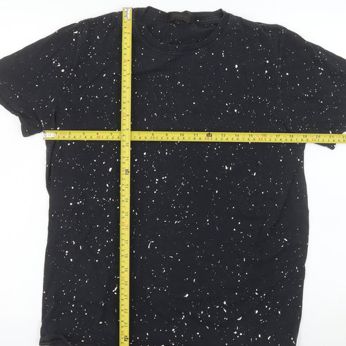 River Island Men's Black Space Print Cotton T-Shirt Size L