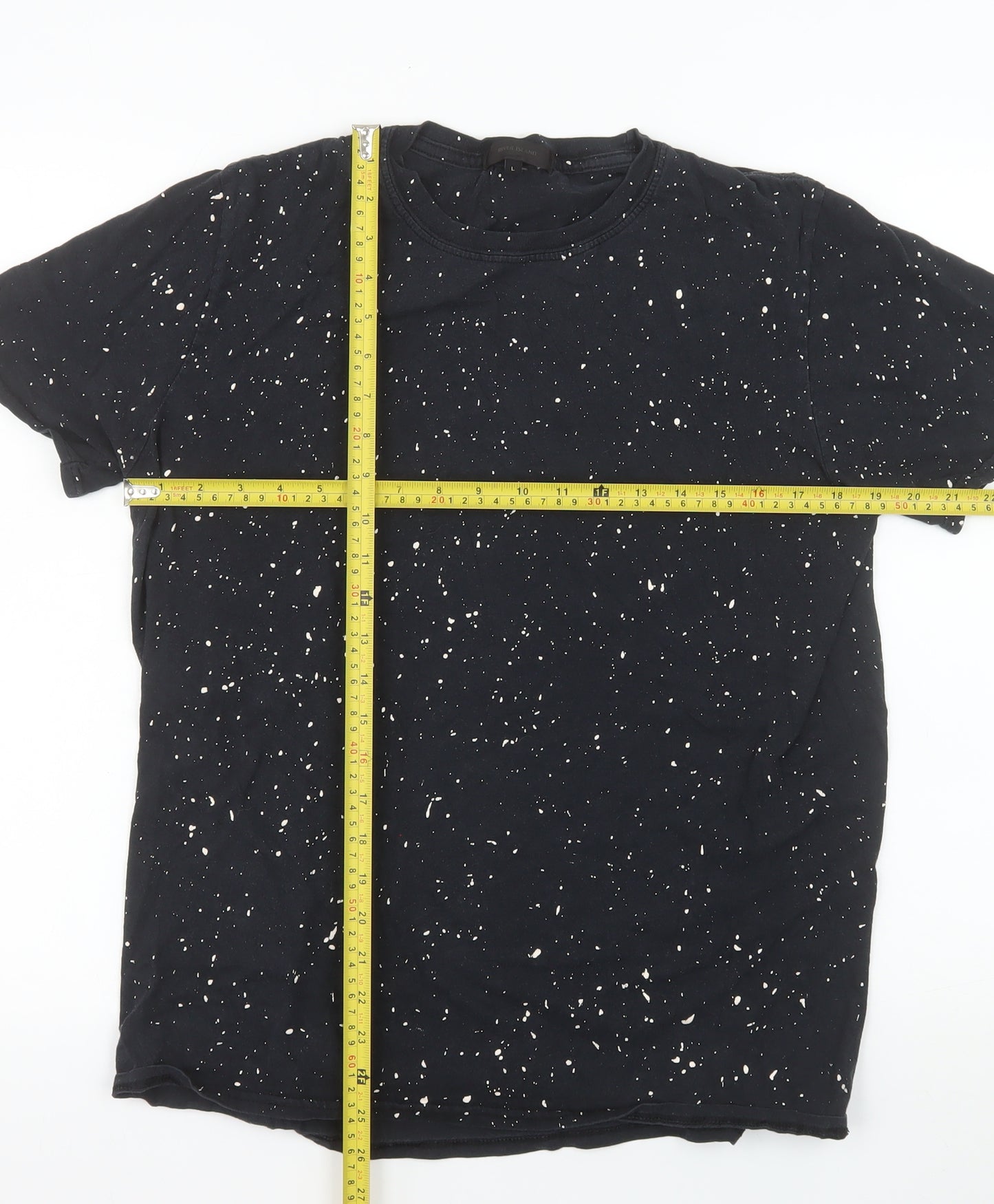 River Island Men's Black Space Print Cotton T-Shirt Size L