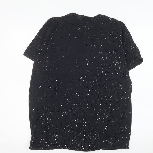 River Island Men's Black Space Print Cotton T-Shirt Size L