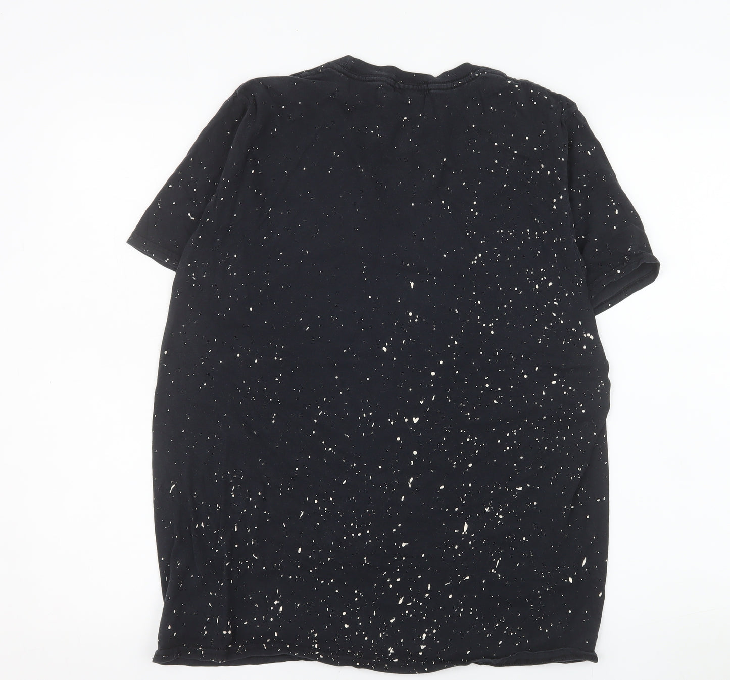 River Island Men's Black Space Print Cotton T-Shirt Size L