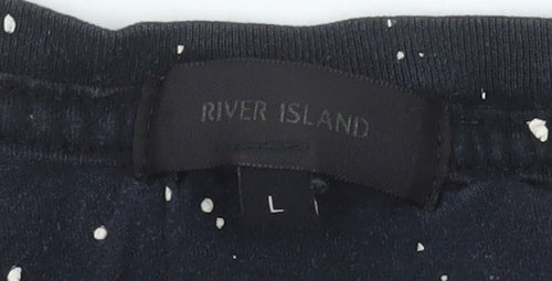River Island Men's Black Space Print Cotton T-Shirt Size L
