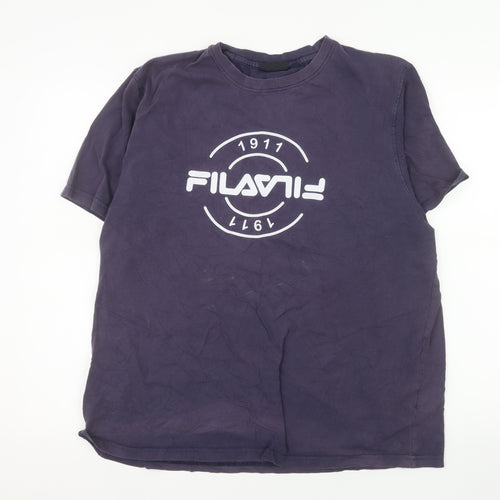 FILA Men's Navy Blue XL Crew Neck Graphic T-Shirt 100% Cotton