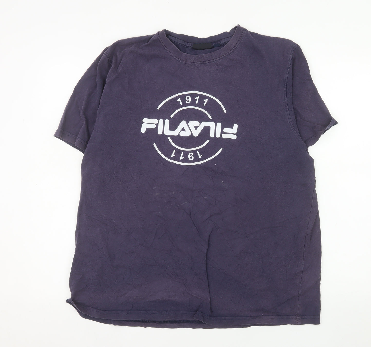 FILA Men's Navy Blue XL Crew Neck Graphic T-Shirt 100% Cotton