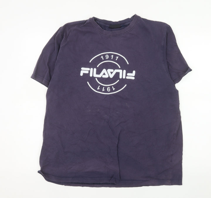FILA Men's Navy Blue XL Crew Neck Graphic T-Shirt 100% Cotton