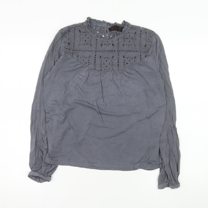 Fat Face Womens Grey Embroidered Long Sleeve Tunic Blouse UK 12