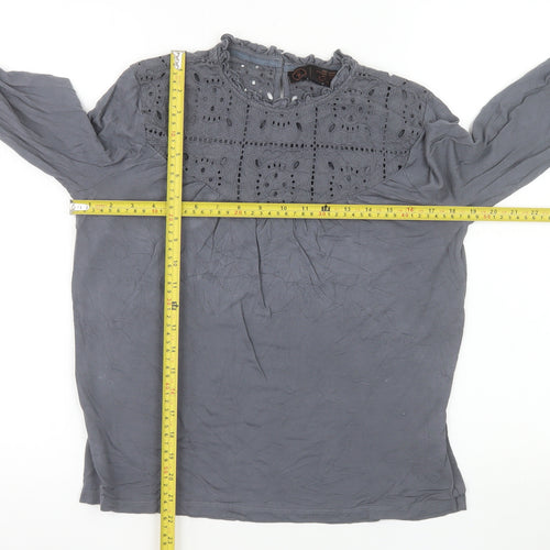 Fat Face Womens Grey Embroidered Long Sleeve Tunic Blouse UK 12