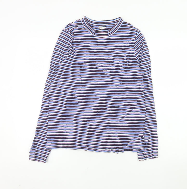 Cotton Traders Women’s Multicoloured Striped Long Sleeve Cotton T-Shirt UK 12