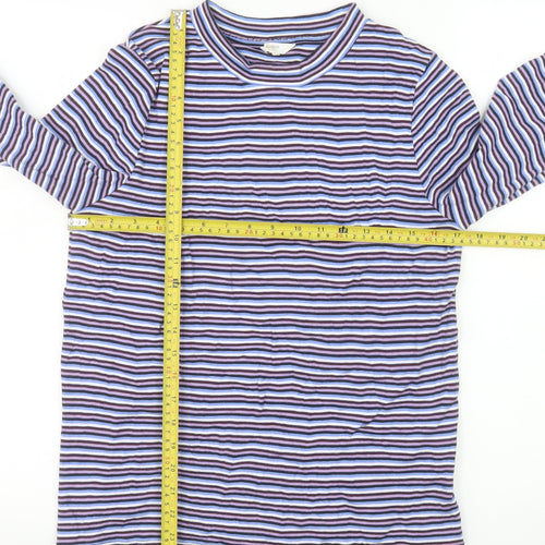 Cotton Traders Women’s Multicoloured Striped Long Sleeve Cotton T-Shirt UK 12