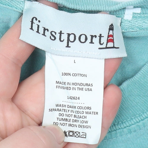 Firstport Women’s Blue Nantucket Cotton T-Shirt Size L