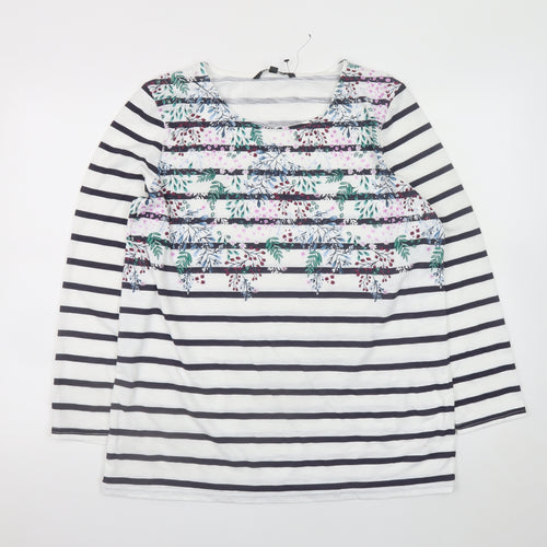 Bonmarché Womens Multicoloured Floral Stripe Long Sleeve T-Shirt Size 14
