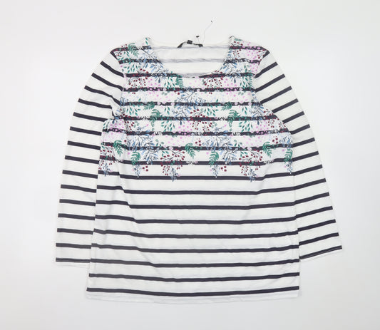 Bonmarché Womens Multicoloured Floral Stripe Long Sleeve T-Shirt Size 14