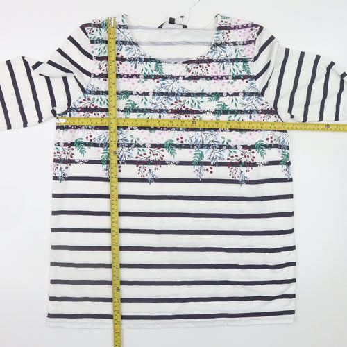 Bonmarché Womens Multicoloured Floral Stripe Long Sleeve T-Shirt Size 14