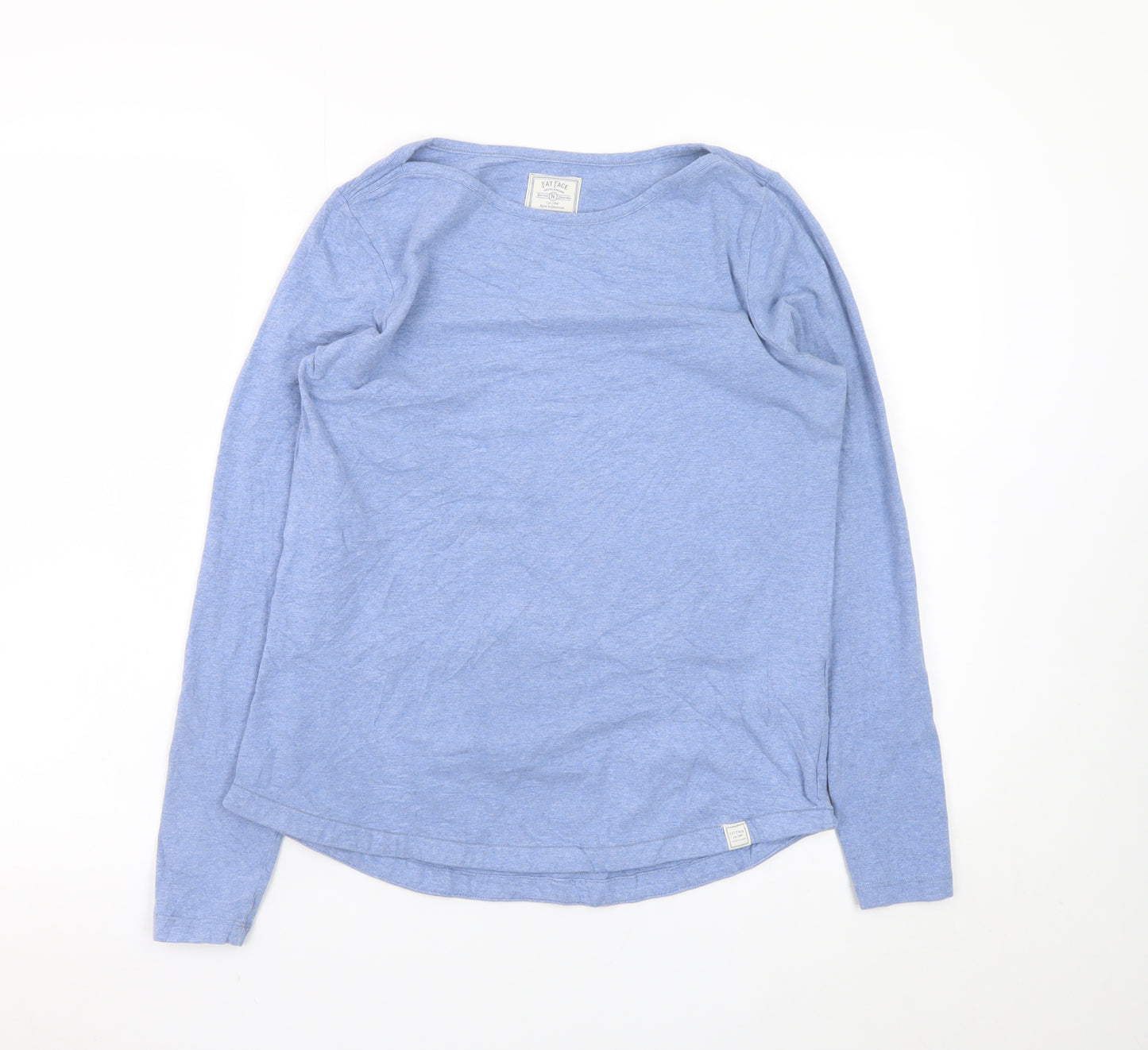 Fat Face Women Blue Long Sleeve Basic Cotton T-Shirt Size 10