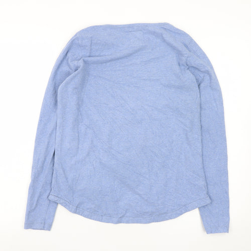 Fat Face Women Blue Long Sleeve Basic Cotton T-Shirt Size 10