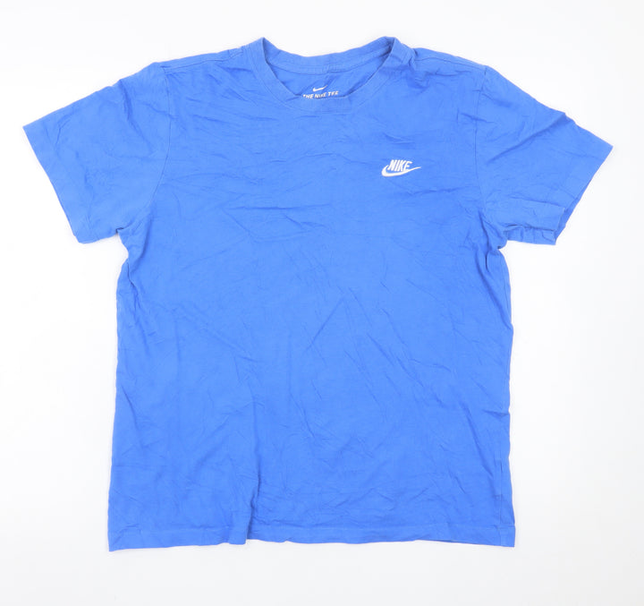 Nike Men's Blue Crew Neck Short Sleeve Cotton T-Shirt M Regular