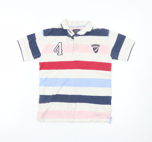 Hackett London Boys Beige Multicoloured Striped Polo Shirt 7-8 Years