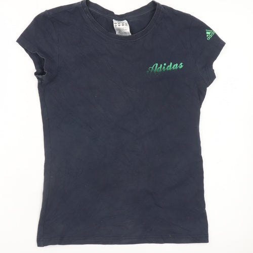 Adidas Women’s Blue Slim Fit Short Sleeve Cotton T-Shirt Size 12
