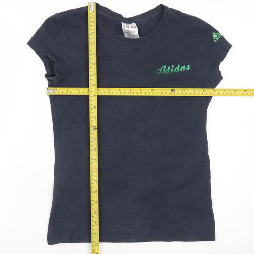 Adidas Women’s Blue Slim Fit Short Sleeve Cotton T-Shirt Size 12
