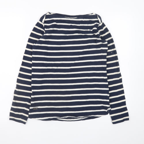 Regatta Women Blue Striped Cotton Boat Neck Long Sleeve T-Shirt UK 8