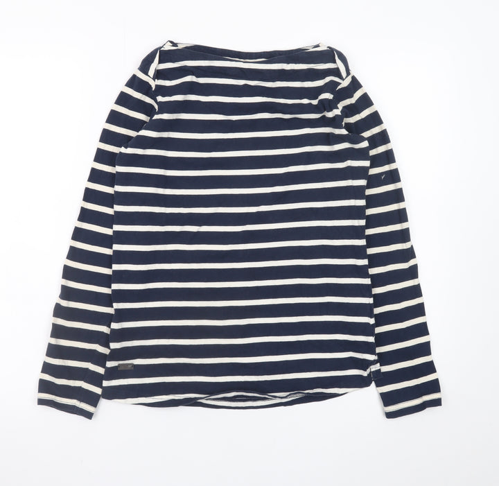 Regatta Women Blue Striped Cotton Boat Neck Long Sleeve T-Shirt UK 8