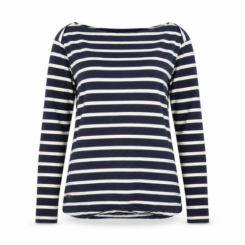 Regatta Women Blue Striped Cotton Boat Neck Long Sleeve T-Shirt UK 8