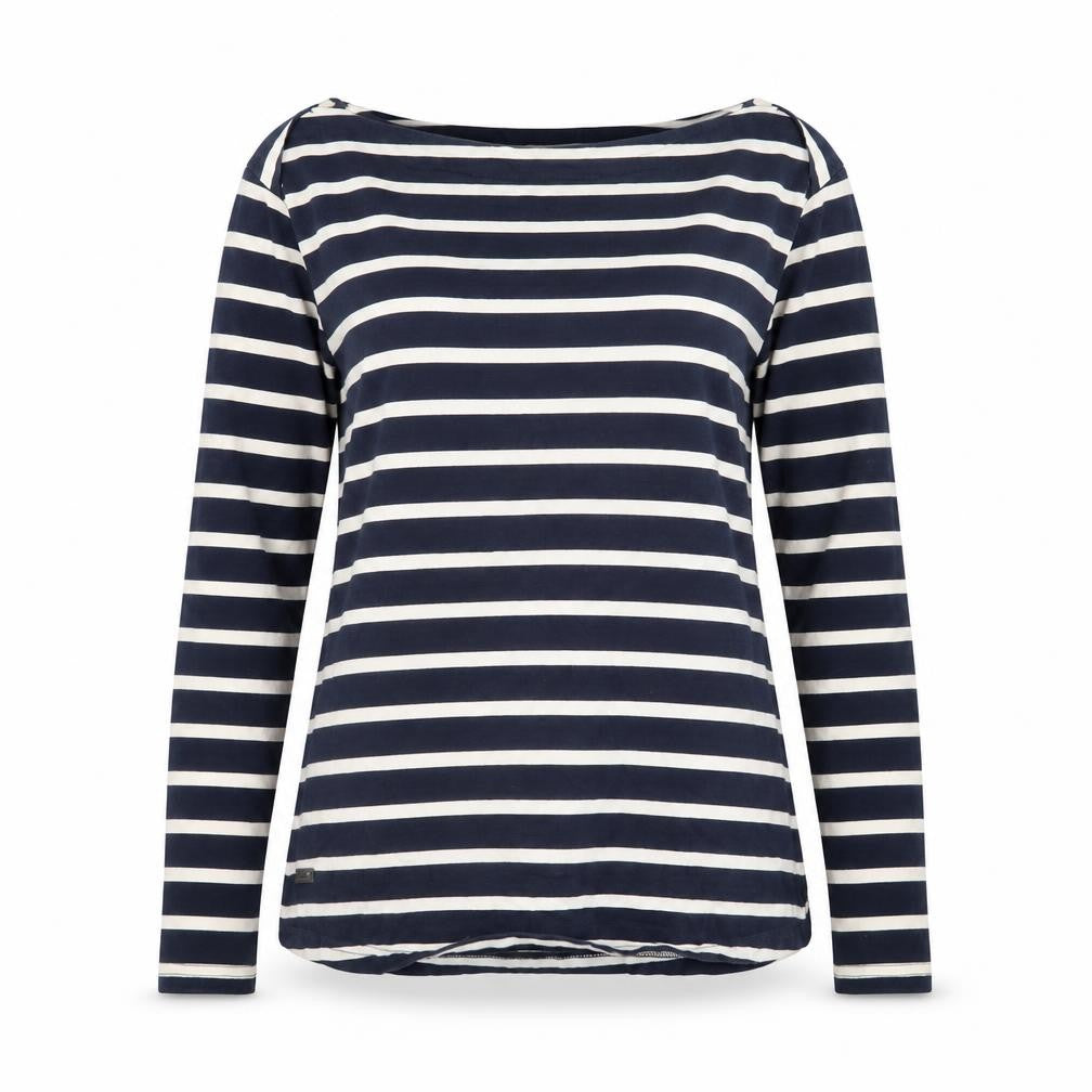 Regatta Women Blue Striped Cotton Boat Neck Long Sleeve T-Shirt UK 8