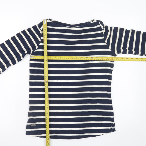 Regatta Women Blue Striped Cotton Boat Neck Long Sleeve T-Shirt UK 8