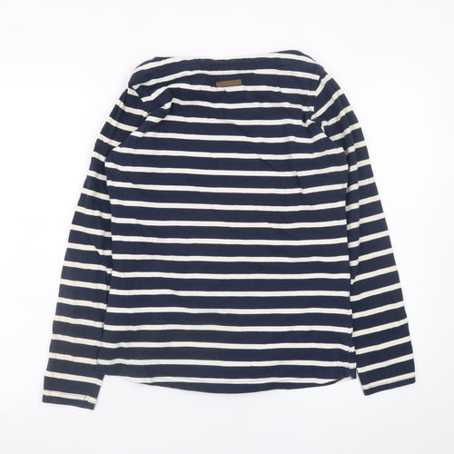 Regatta Women Blue Striped Cotton Boat Neck Long Sleeve T-Shirt UK 8