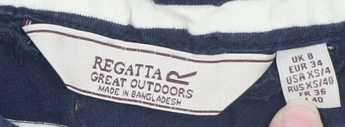 Regatta Women Blue Striped Cotton Boat Neck Long Sleeve T-Shirt UK 8