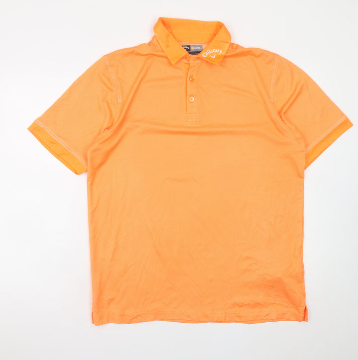 Callaway Men's Orange Golf Polo Shirt M Moisture Wicking
