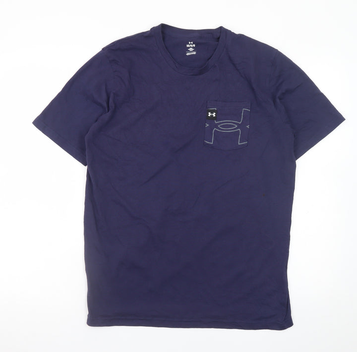 Under Armour Men's Navy Blue Loose Fit Cotton T-Shirt Size L