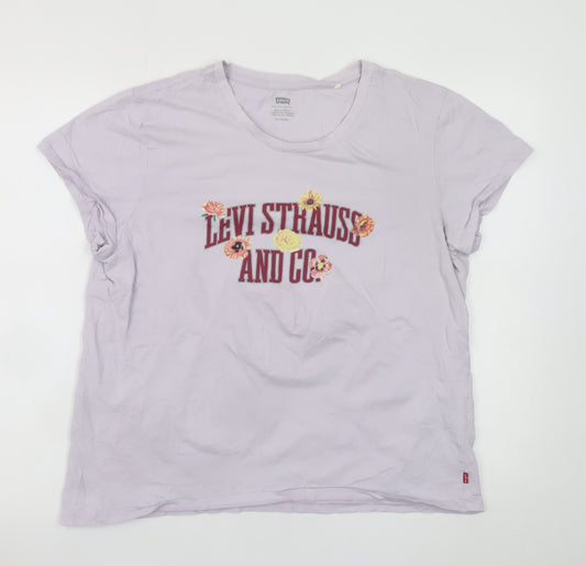 Levi's Women's Purple XL Floral Logo Cotton T-Shirt