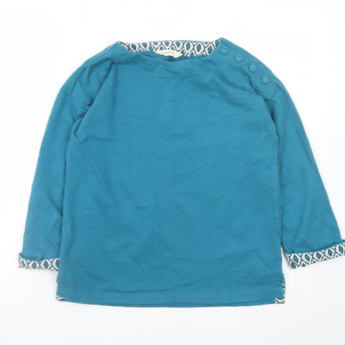 Woolovers Womens Blue Organic Cotton Boat Neck Blouse Size S