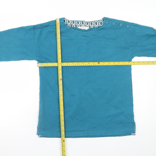 Woolovers Womens Blue Organic Cotton Boat Neck Blouse Size S