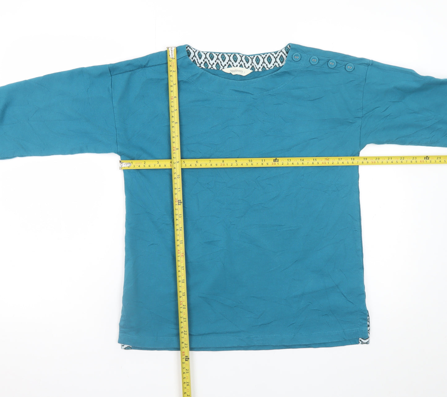 Woolovers Womens Blue Organic Cotton Boat Neck Blouse Size S