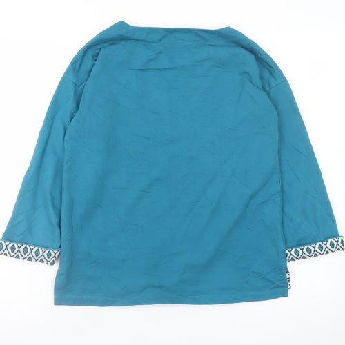 Woolovers Womens Blue Organic Cotton Boat Neck Blouse Size S