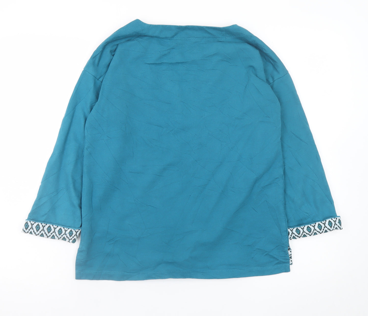 Woolovers Womens Blue Organic Cotton Boat Neck Blouse Size S