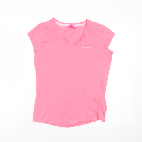 LA Gear Women's Pink V-Neck Short Sleeve Cotton T-Shirt Size 12