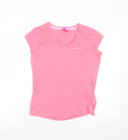 LA Gear Women's Pink V-Neck Short Sleeve Cotton T-Shirt Size 12