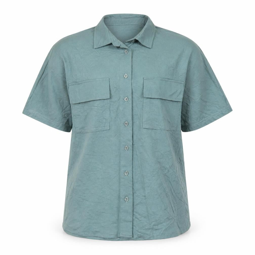 Marks and Spencer Men's Green Short Sleeve Regular Fit Button-Up Shirt Size S