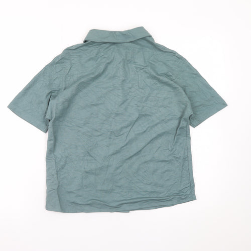 Marks and Spencer Men's Green Short Sleeve Regular Fit Button-Up Shirt Size S